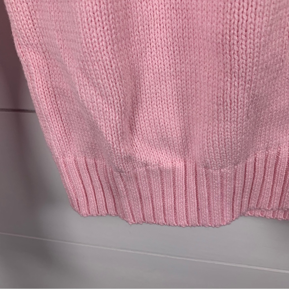 Pink Sweater White‎ Cable Knit Heart Women XS / S Soft Girl Y2K Coquette Pastel - Picture 6 of 10